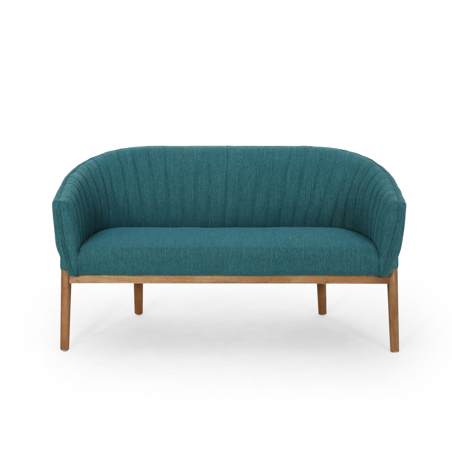 Mid Century Modern Loveseat With Channel Stitched Backrest