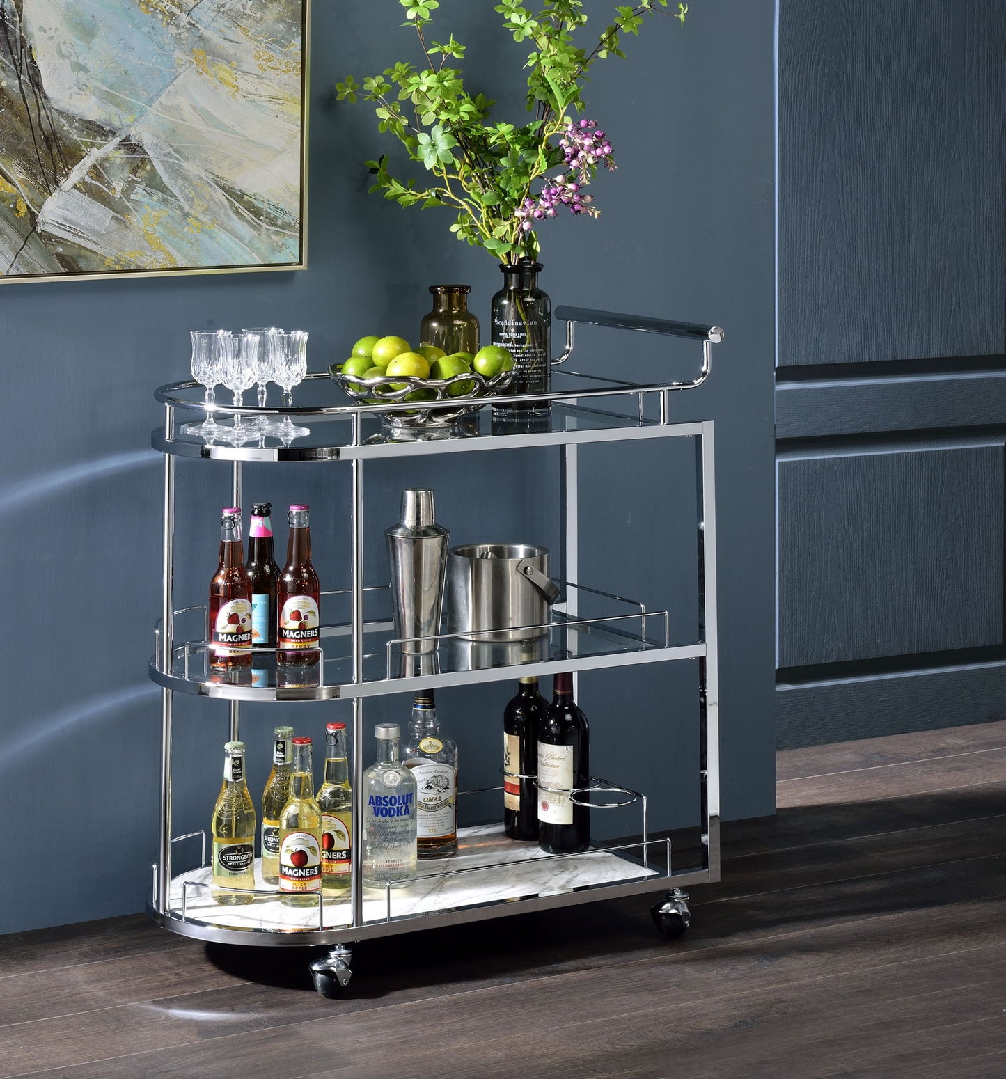 Inyo - Serving Cart - Clear Glass & Chrome