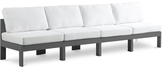Nizuc - Outdoor Patio 4 Seat Armless Modular Sofa With Gray Frame