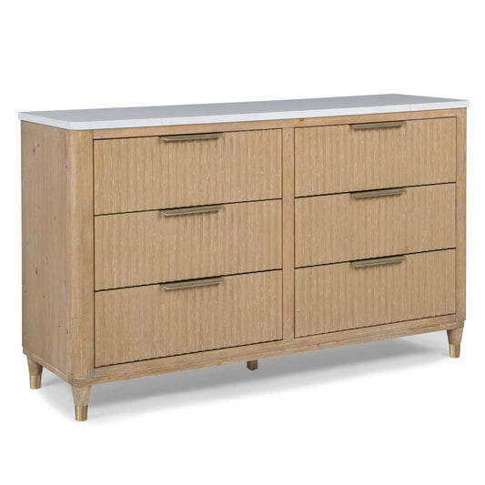 6 Drawers Dresser With Accented Hardware - Natural Wood