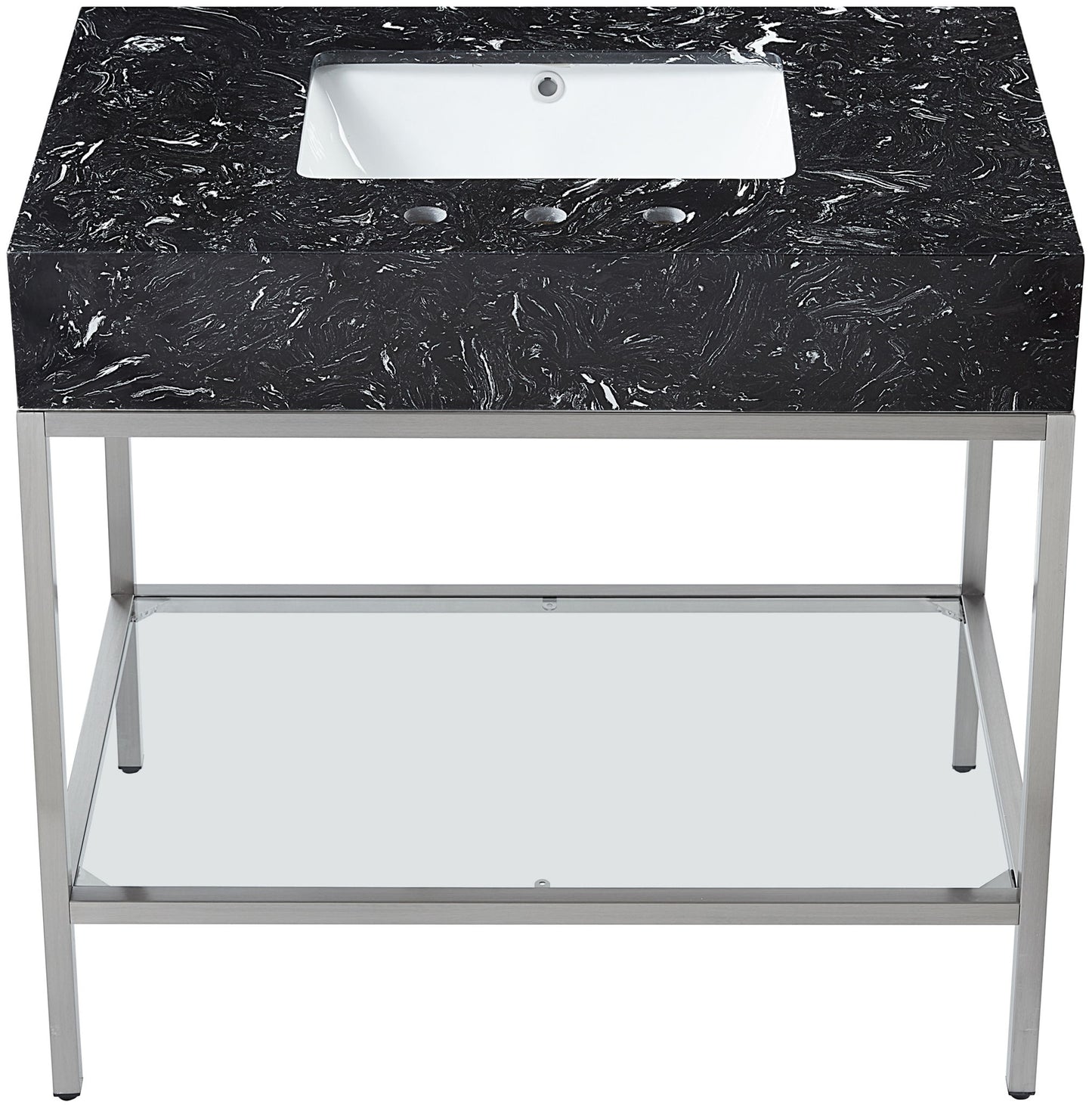 Marmo - Engineered Marble Bathroom Vanity With Chrome Base