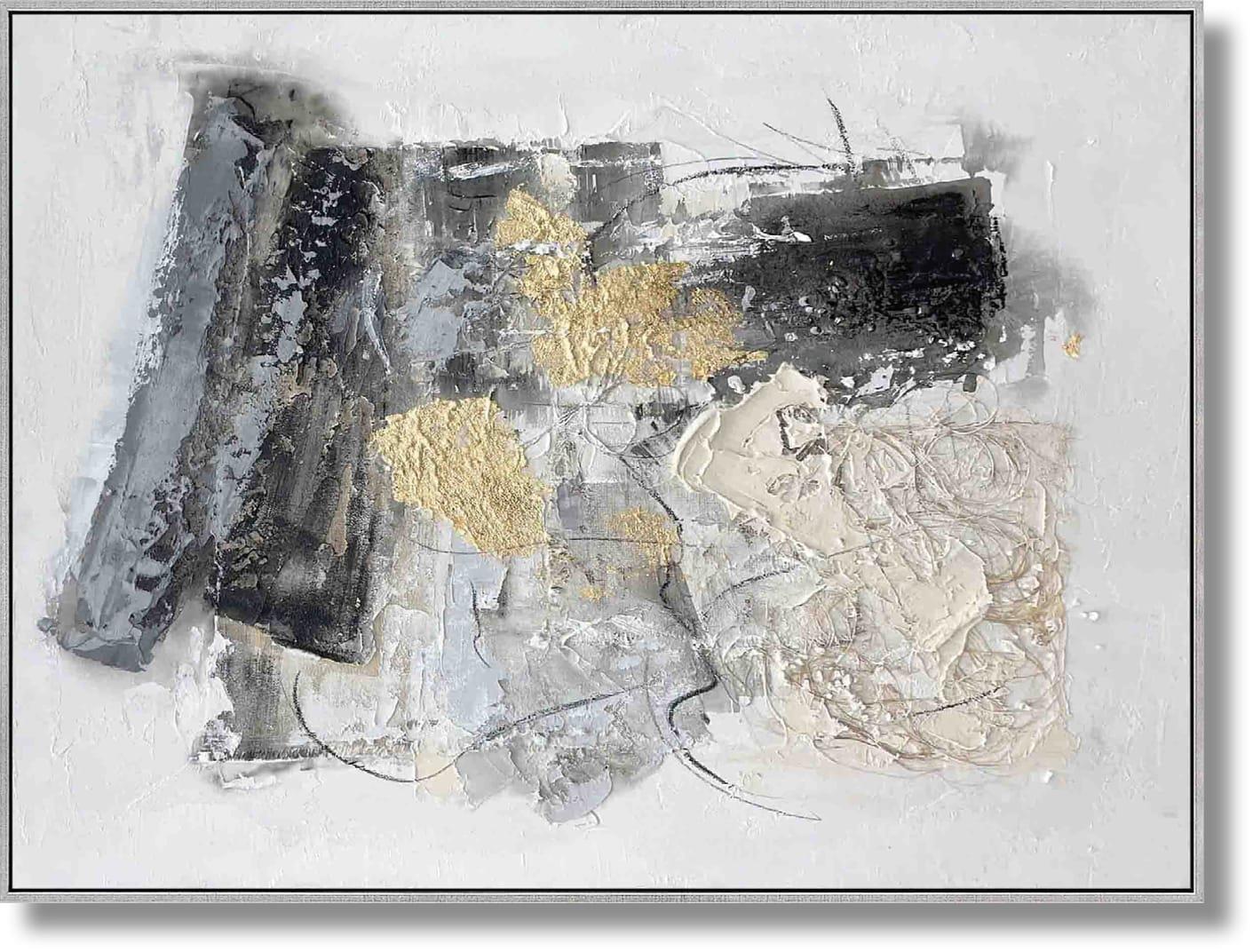 Golden Veil Motion - 36" x 48" Framed Wall Art