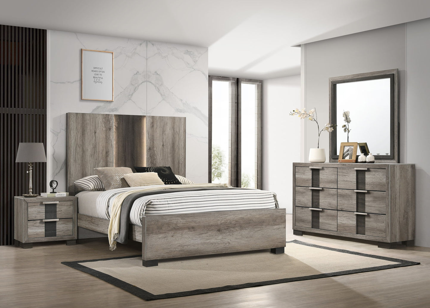 Rangley - Queen 4 Piece Bedroom Set - Dark Gray