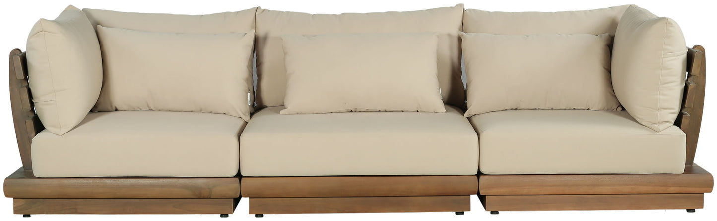 Mirella - 3 Piece Water Resistant Fabric Upholstered Outdoor Patio Modular Sofa