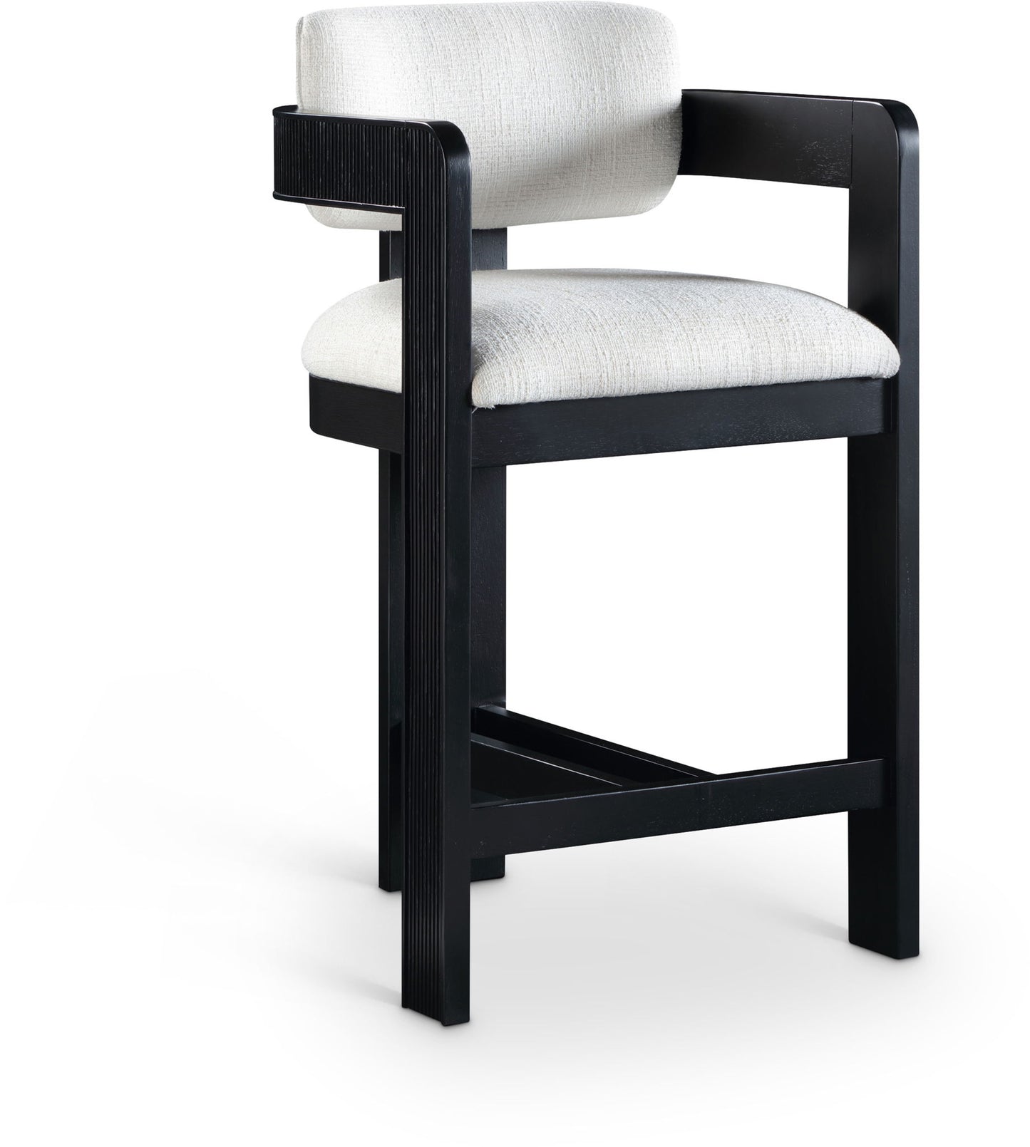 Sacha - Linen Stool With Black Base