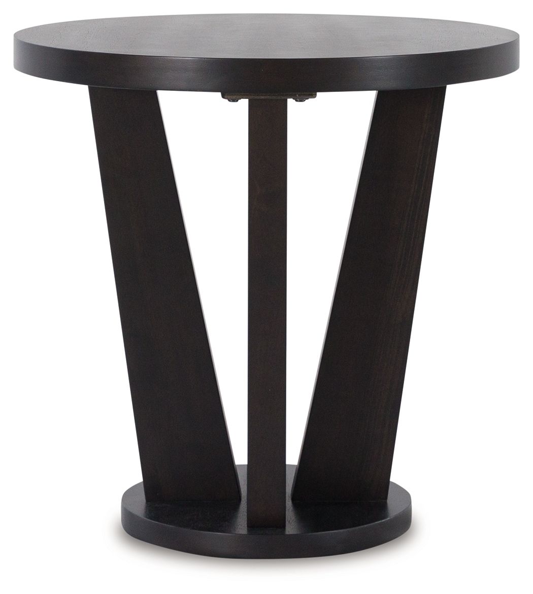 Chasinfield - Round End Table - Dark Brown