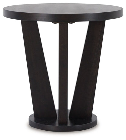 Chasinfield - Round End Table - Dark Brown