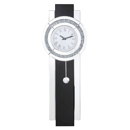 Noralie - Wall Clock - Black, Mirrored & Faux Diamonds