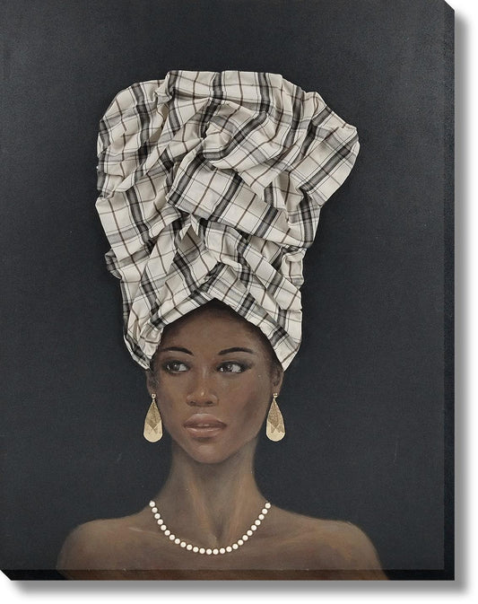 Plaid Elegance Portrait - 36" x 48" Framed Wall Art