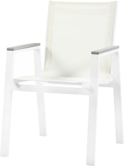 Nizuc - Outdoor Patio Dining Arm Chair With White Frame And Gray Arms (Set of 2)