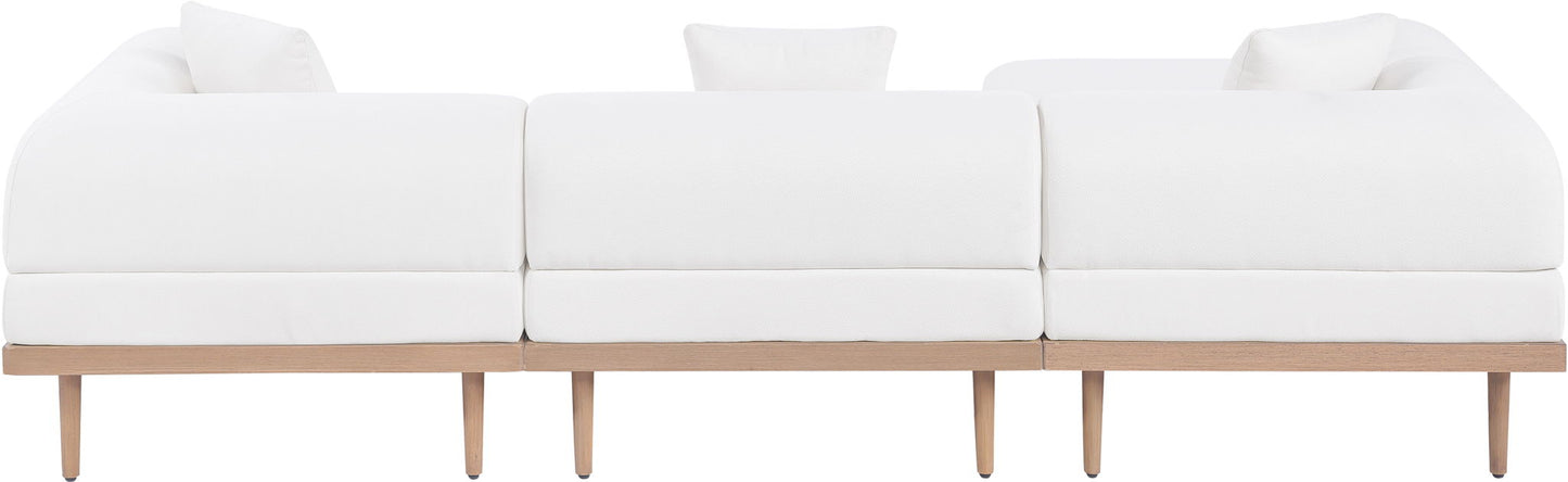 Laguna - 3 Piece Resilient Water Resistant Fabric 106.5" Upholstered Outdoor Patio Modular Sofa