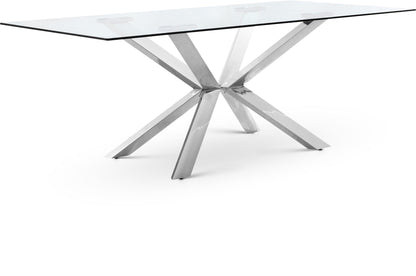 Juno - Glass Dining Table - Pearl Silver