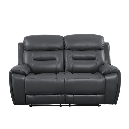Lamruil - Motion Loveseat - Gray Top Grain Leather