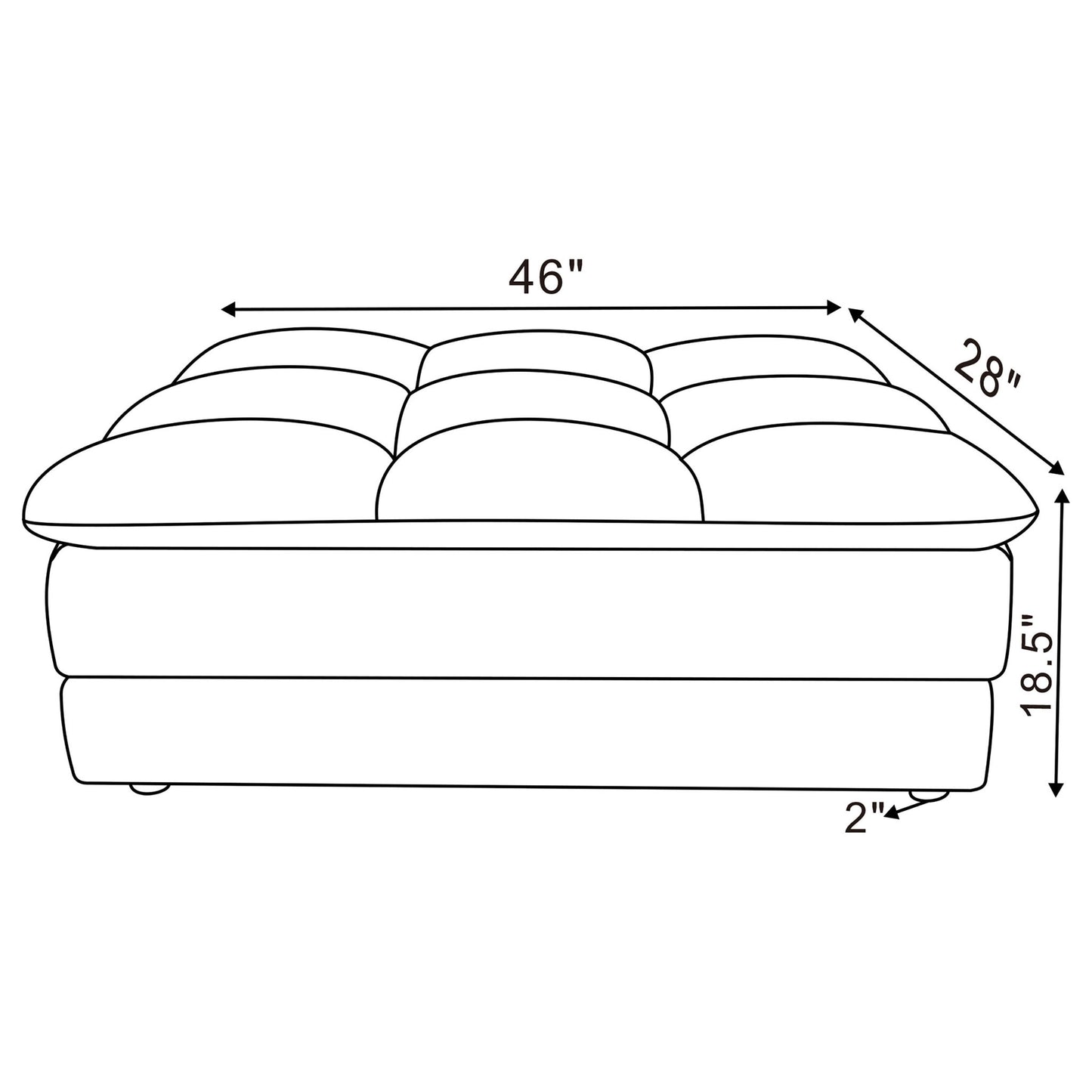 Azure - Upholstered Rectangular Ottoman - Blue