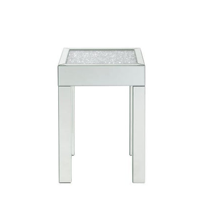 Noralie - 16" Square End Table With Glass Top - Mirrored & Faux Diamonds