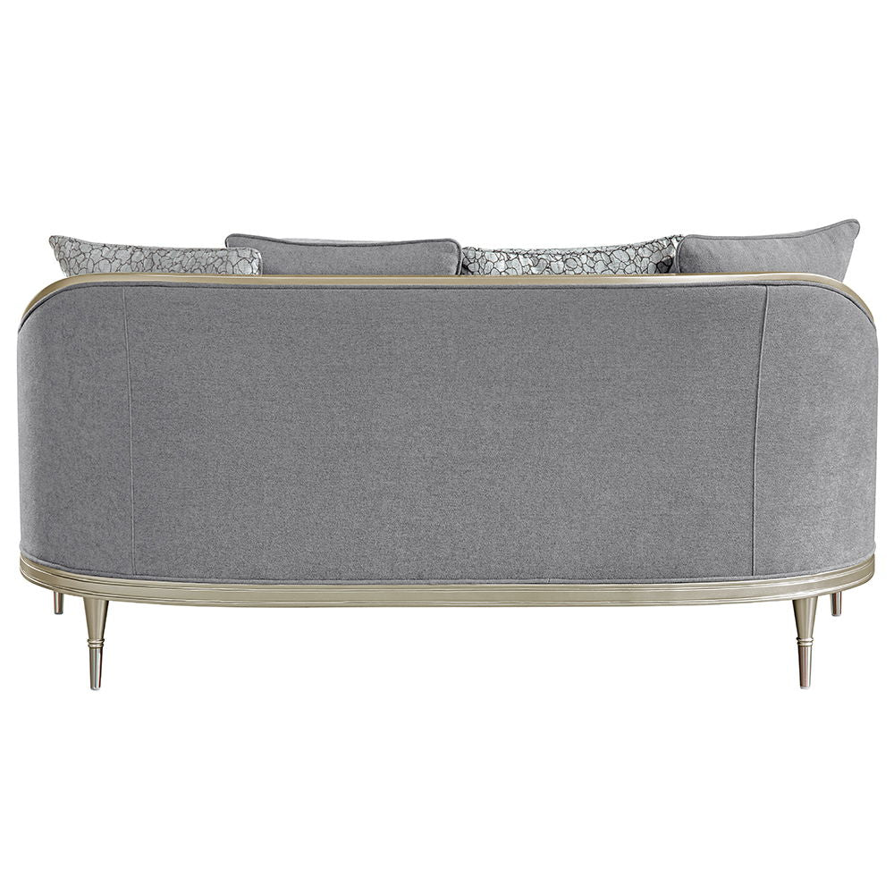 Fernando - Loveseat With 4 Pillows - Gray Chenille & Champagne