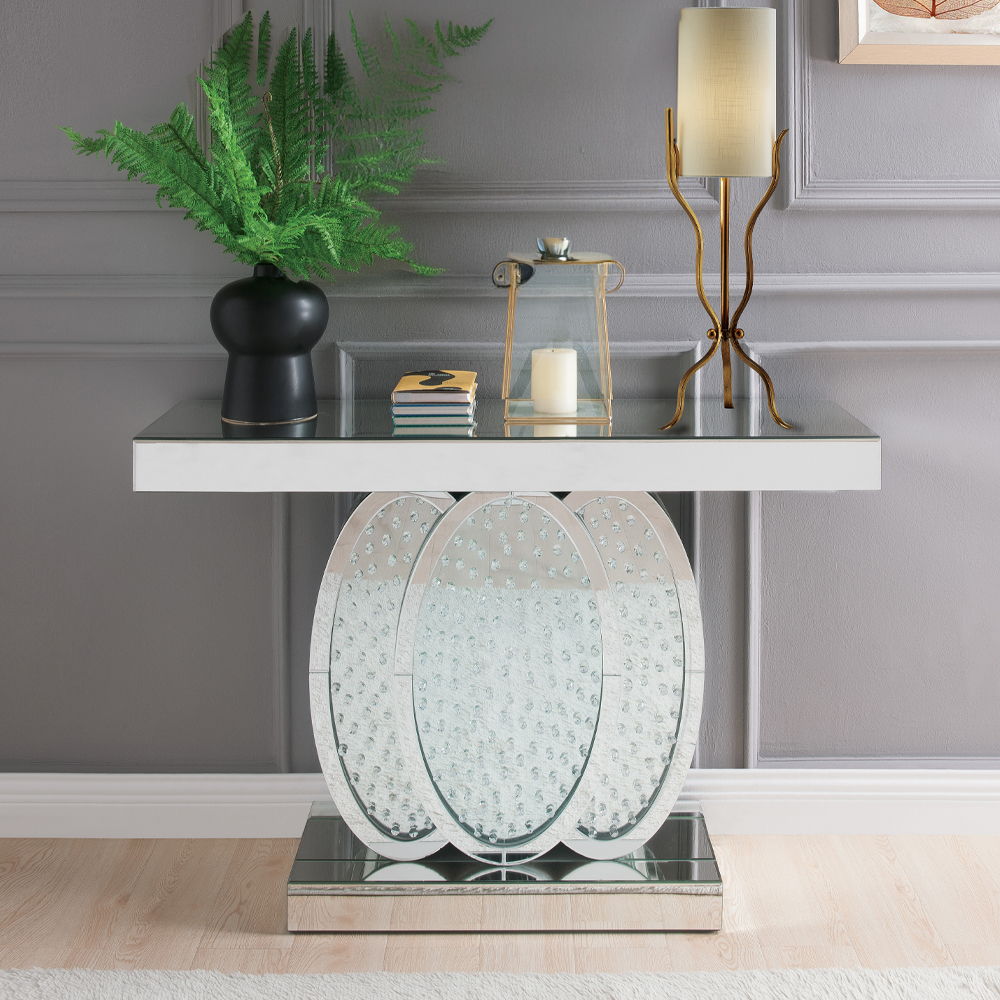 Nysa - 47"L Console Table - Mirrored & Faux Crystals