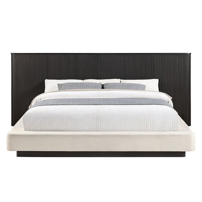Clayten - Eastern King Bed - Beige Linen & Espresso