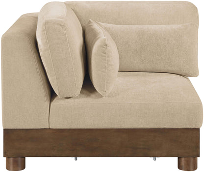 Turin - Chenille Fabric Upholstered Modular Corner Chair - Walnut Base