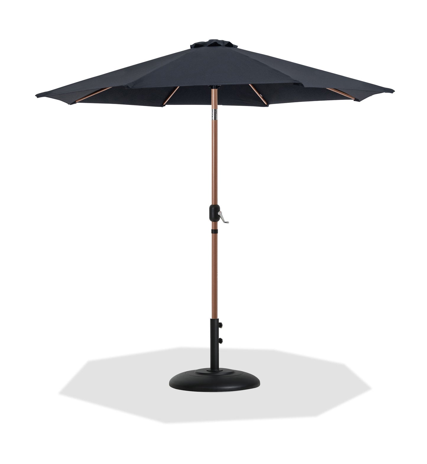 Fiji - Aluminum Patio Umbrella With Round Black And Teak Base