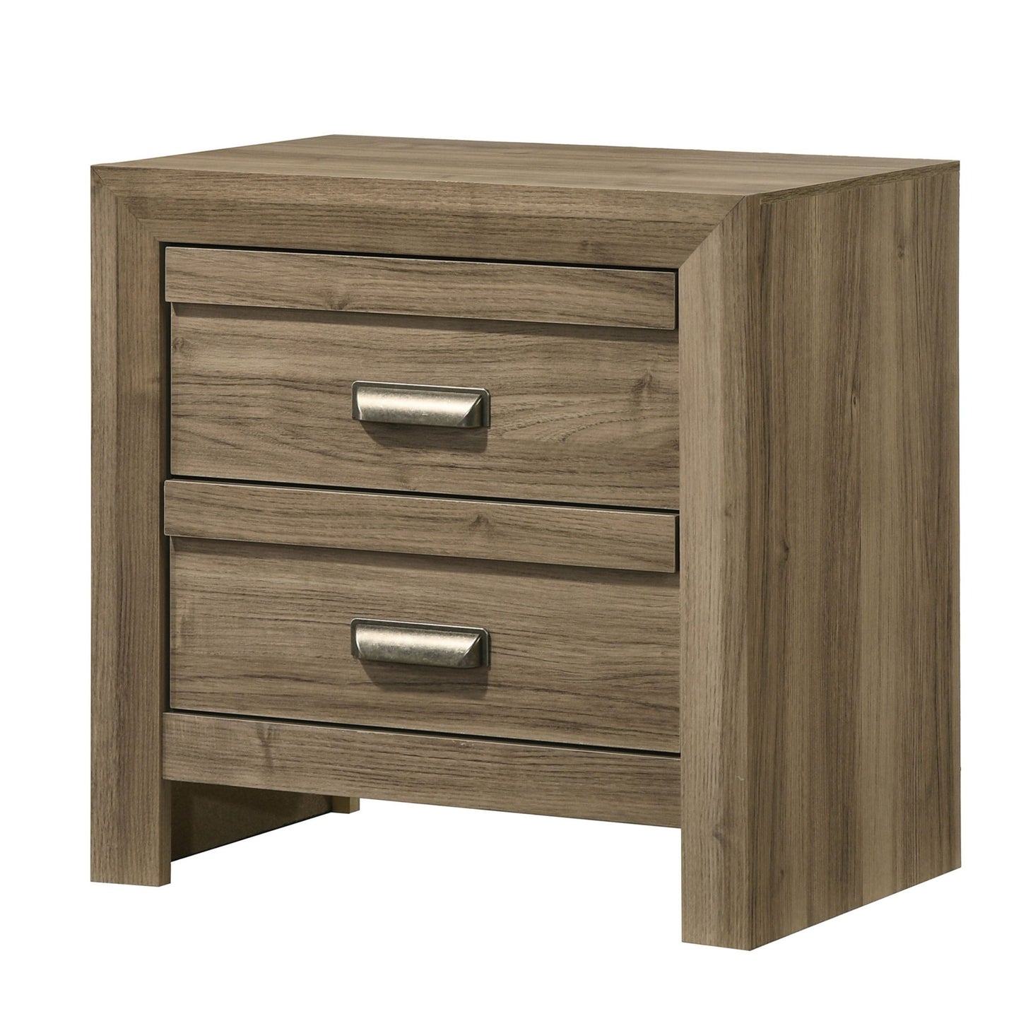 2 Drawer Nightstand With Pulls, Bedroom Furniture - Light Brown