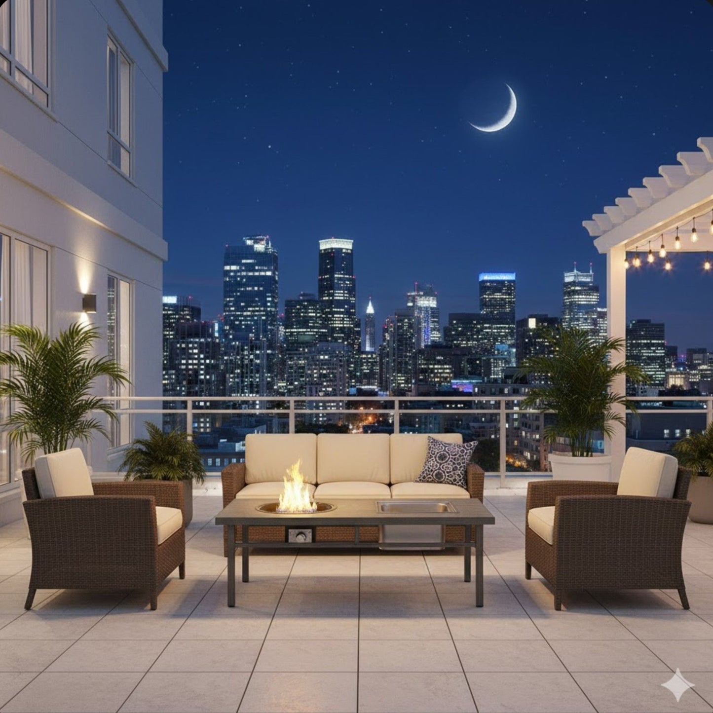 3 In 1 Outdoor Propane Fire Pit Table 50, 000 BTU With Ice Bucket - Gray