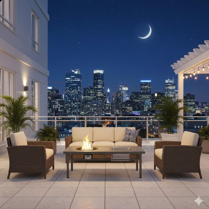 3 In 1 Outdoor Propane Fire Pit Table 50, 000 BTU With Ice Bucket - Gray