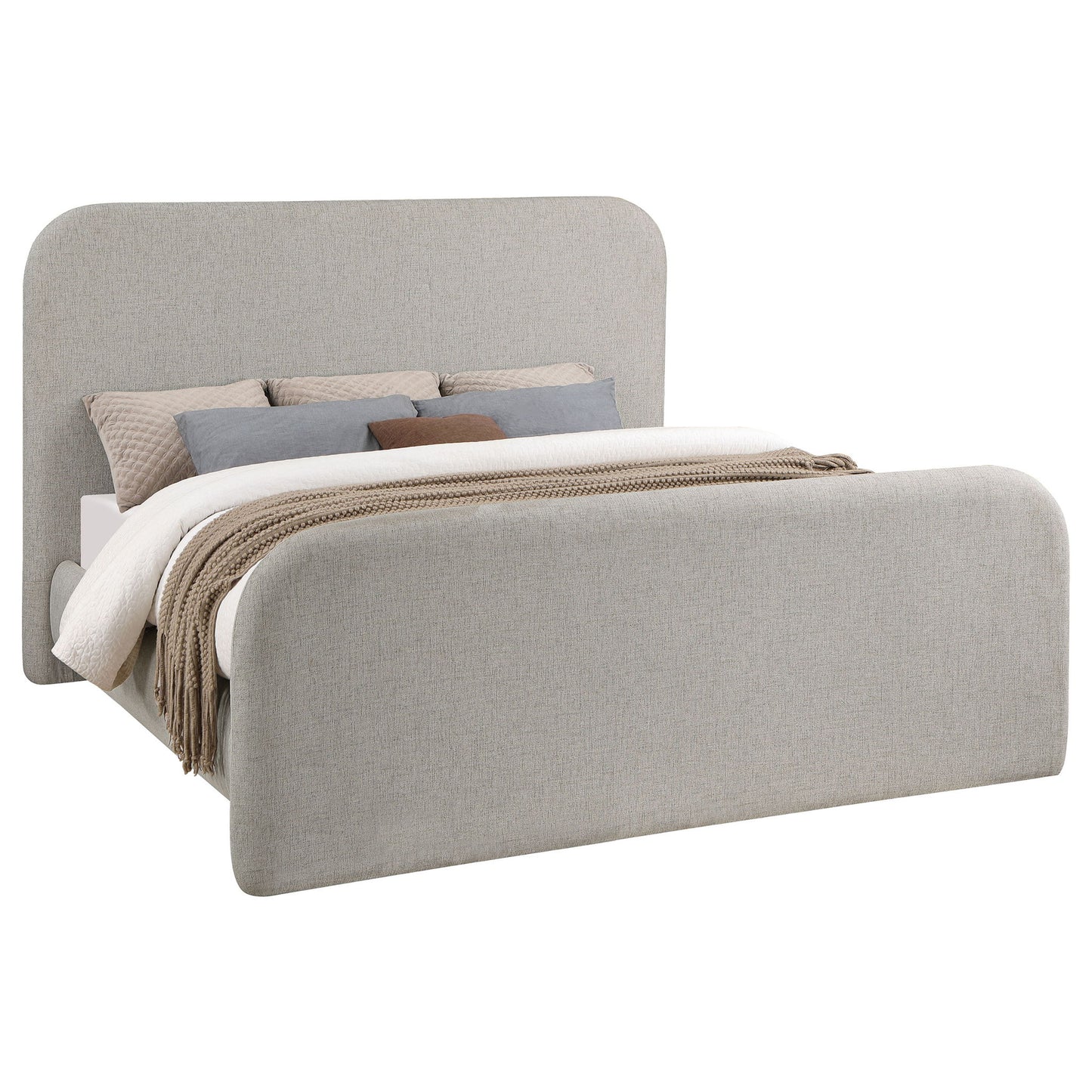 Kendra - Eastern King Platform Bed With Upholstered Design - Gray