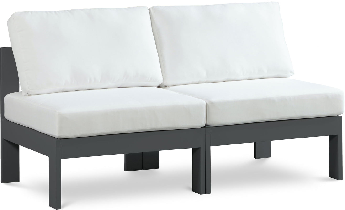 Nizuc - Outdoor Patio 2 Seat Armless Modular Sofa With Gray Frame
