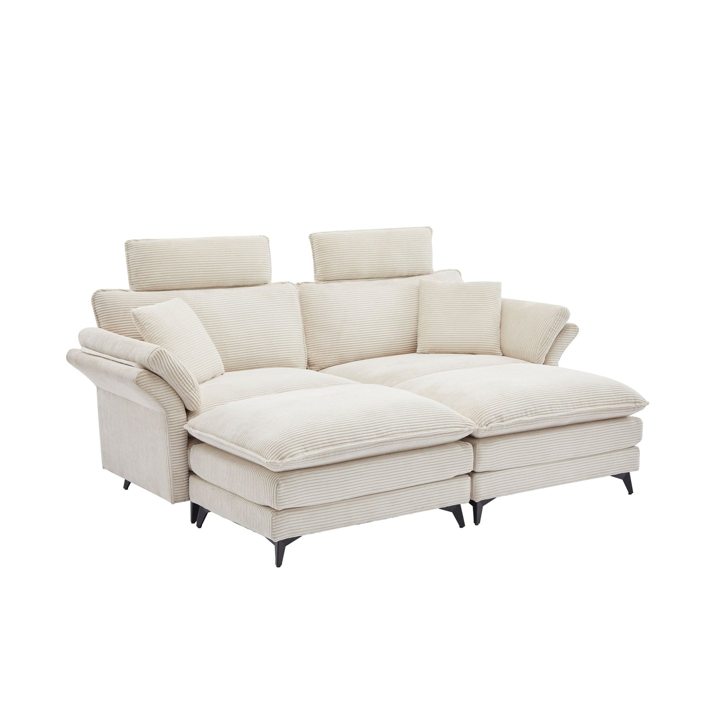 Modern Deep Seat Sectional Sofa With Ottoman