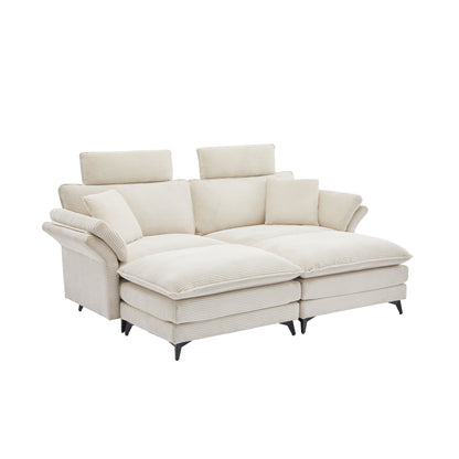 Modern Deep Seat Sectional Sofa With Ottoman