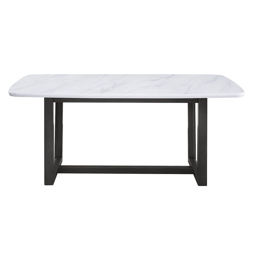 Madan - Dining Table With Marble Top - Marble Top & Weathered Gray