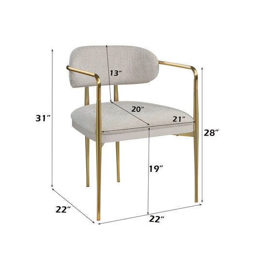 Zayn - Arm Chair (Set of 2) - Beige / Gold