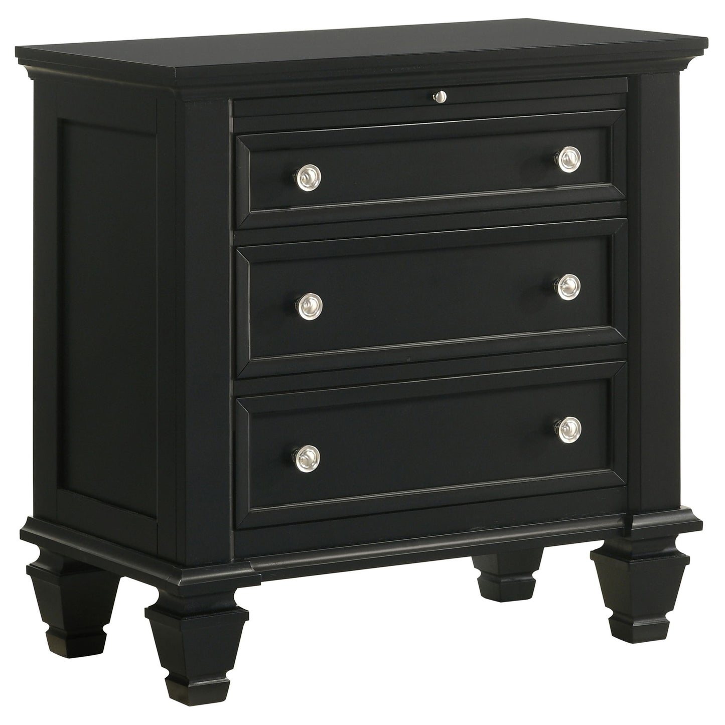 3 Drawer Nightstand With Pull Out Tray - Black