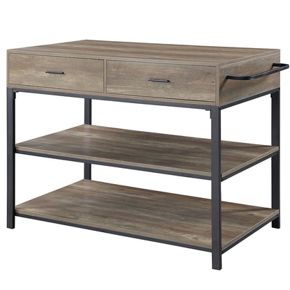 Macaria - 36" Kitchen Island - Rustic Oak & Black