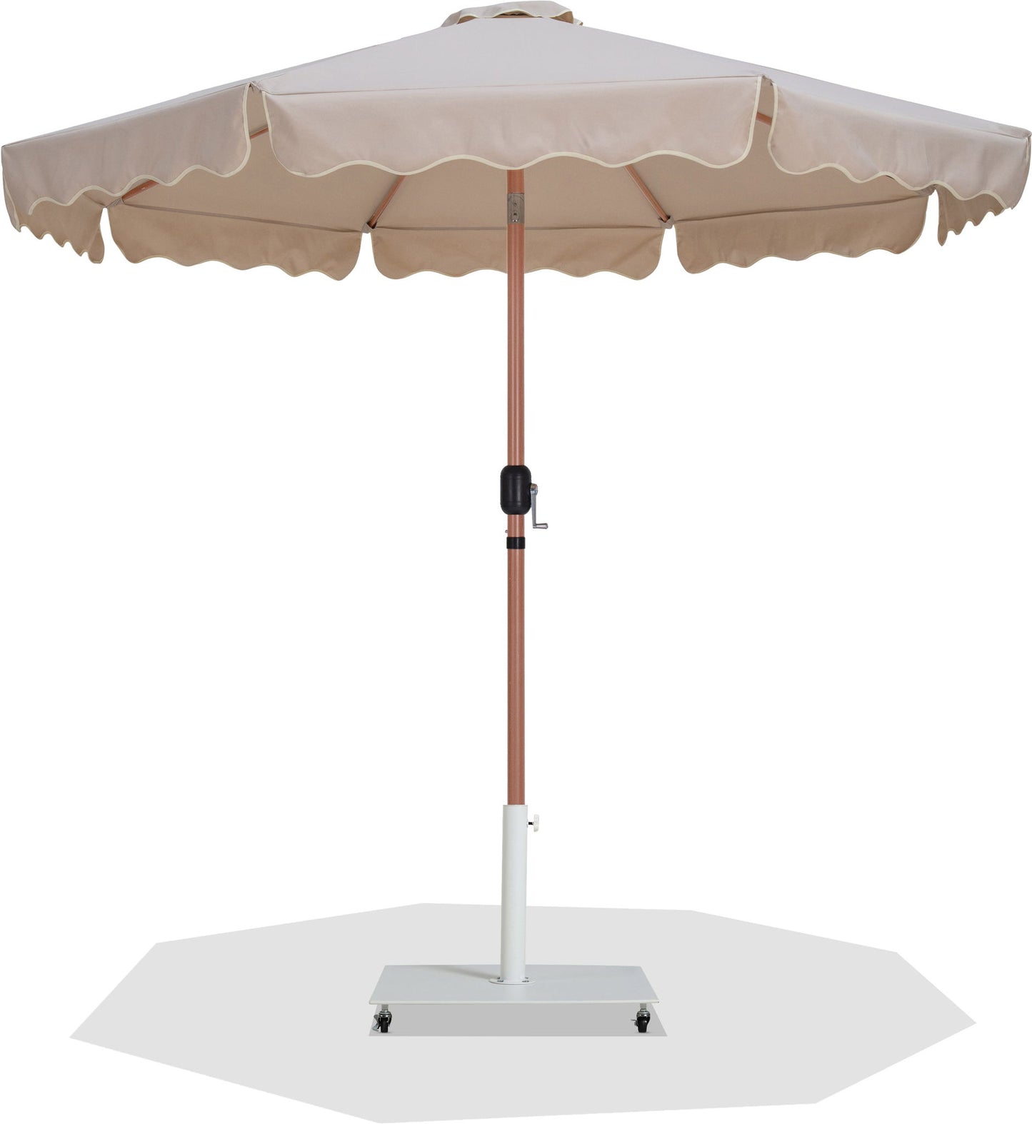 Amalfi - Aluminum Patio Umbrella - White Base / Light Brown Pole