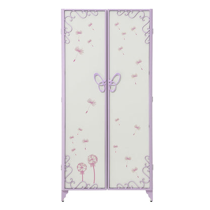 Priya II - Wardrobe - White & Light Synthetic Leather Rple