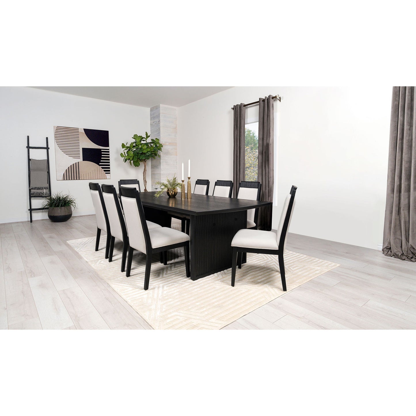 Ennis - 9 Piece Dining Table Set With Chairs - Black