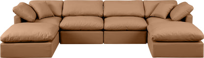Indulge - Faux Leather 6 Piece Modular Double Chaise Sectional