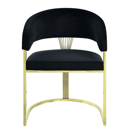 Fallon - Side Chair - Black Velvet & Mirrored Gold
