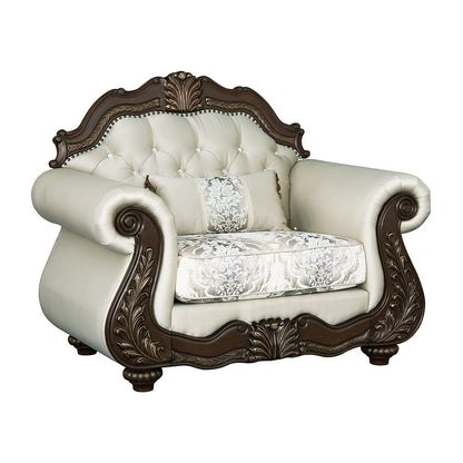 Pierce - Chair With Pillow - Beige Fabric & Cherry