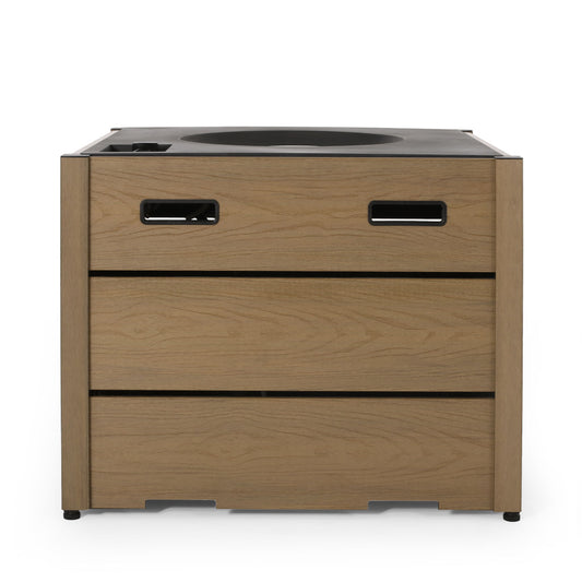 Rustic Style Outdoor Square Propane Fire Pit, 40, 000 Btu