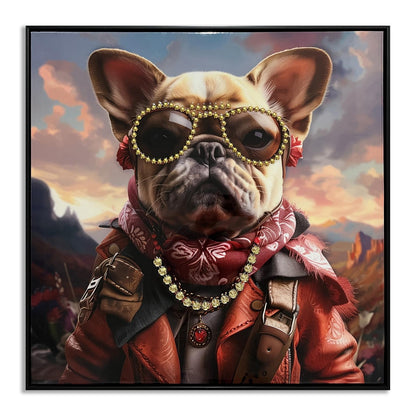 Bejeweled Explorer Pup - 25" x 25" Framed Wall Art