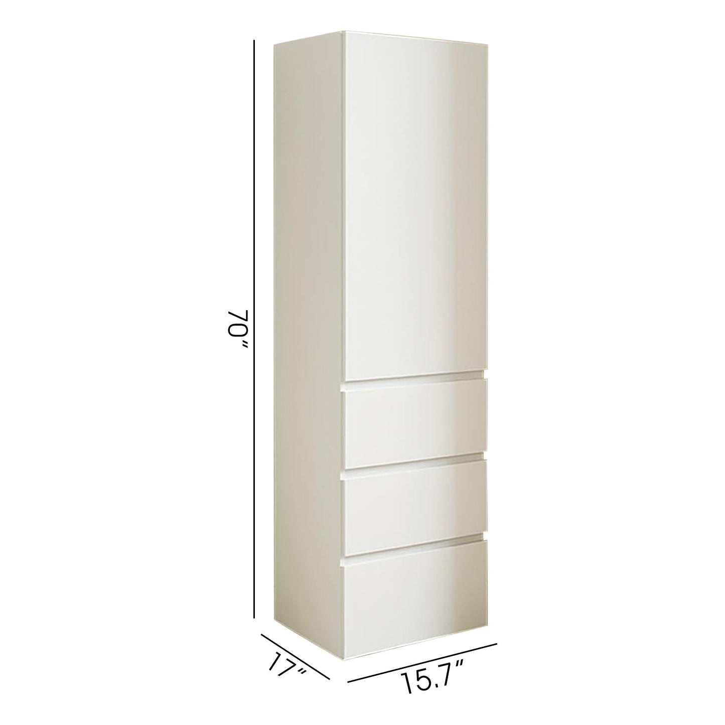 Elise - Slim Modular Closet Cabinet With Drawers - White