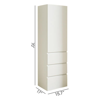 Elise - Slim Modular Closet Cabinet With Drawers - White