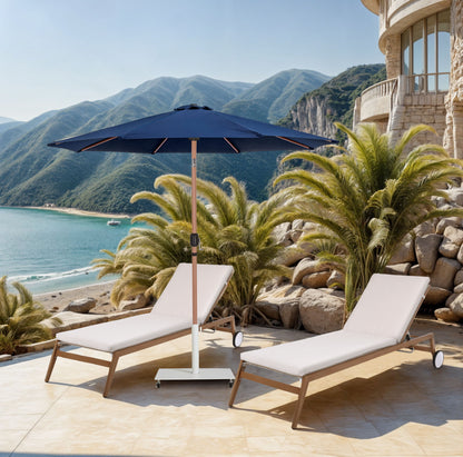 Fiji - Aluminum Patio Umbrella With Square White And Teak Base