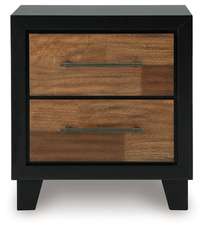 Kraeburn - Two Drawer Night Stand - Brown / Black
