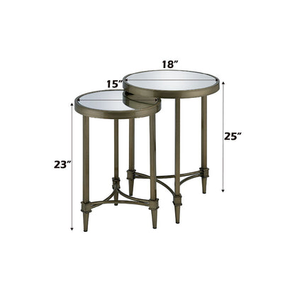 Aditya - Nesting Table - Mirrored & Antique Brass