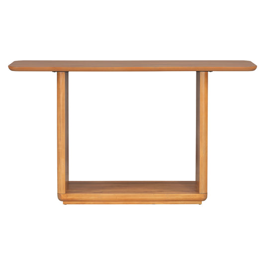 Console Table With Curved Corners And U Base Design - Natural Wood Veneer - Natural
