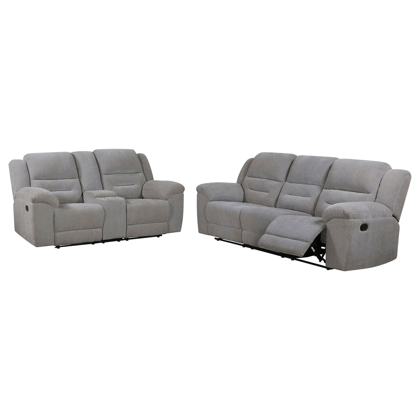 Sebring - 2 Piece Upholstered Reclining Sofa Set With Manual Recline - Gray